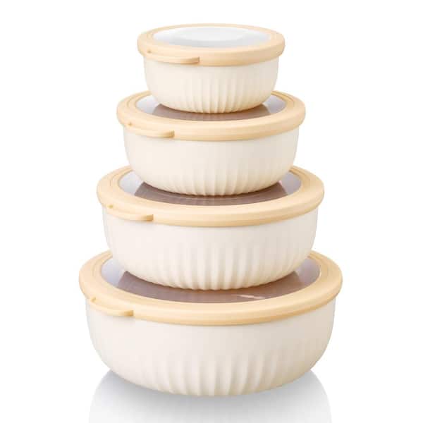Sorbus 4-Pack BPA-Free Plastic Nesting, Stackable Food Storage Containers with Tight-Seal Lids - 8.7" D x 3.4" H