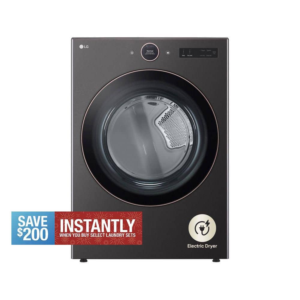 7.4 cu. ft. Vented Stackable SMART Electric Dryer in Black Steel with TurboSteam and AI Sensor Dry Technology