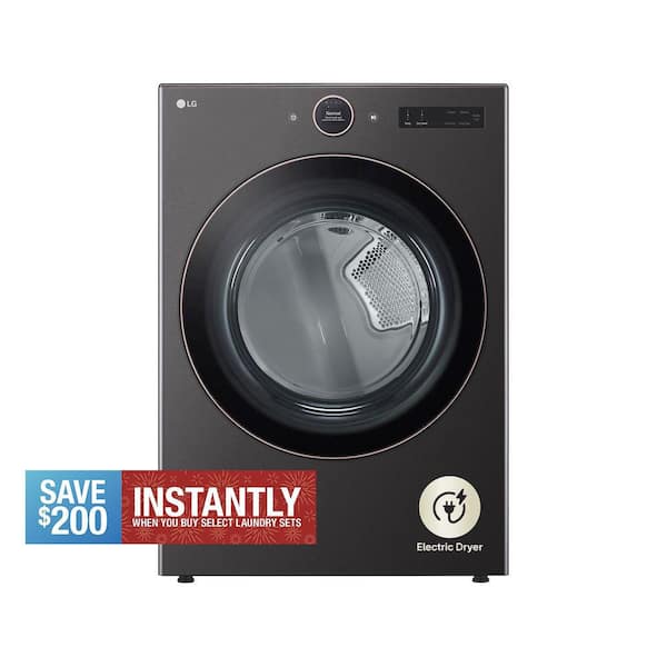 7.4 cu. ft. Vented Stackable SMART Electric Dryer in Black Steel with TurboSteam and AI Sensor Dry Technology