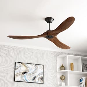 60 in. Brown 3-Blade Propeller Ceiling Fan with Remote Control