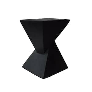 Black Concrete Twisted Hourglass Outdoor Patio Side Table for Outdoors, Garden, Lawn, Backyard