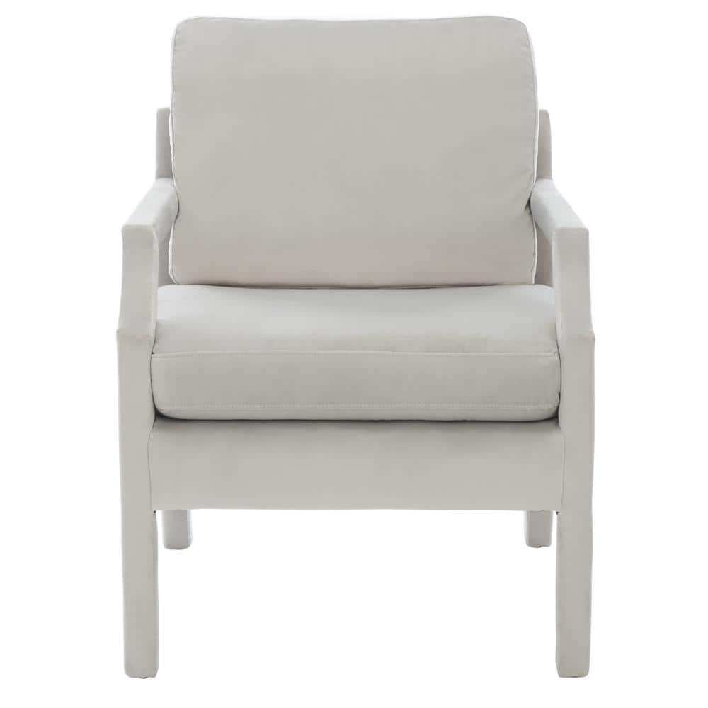 Light Grey Velvet Wood Spot Accent Armchair