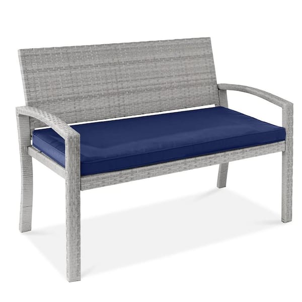 47 in. Double Gray Wicker Outdoor Bench