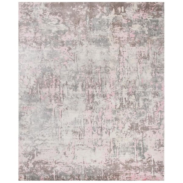 Mirage 9 ft. x 12 ft. Pink/Gray Distressed Marble Area Rug