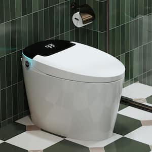 Elongated 1.28 GPF Bidet Toilet with Tank Smart Toilet with Heated Seat Auto Flush Foot Sensor Operation in White