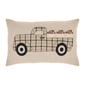 Cider Mill Khaki Red Green Applique Apple Truck 14 in. x 22 in. Throw Pillow