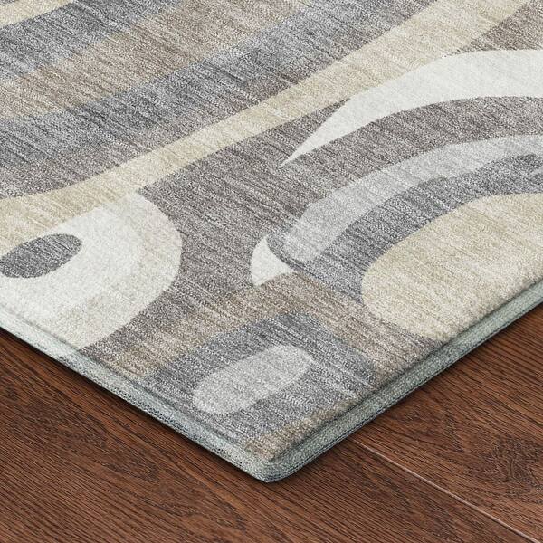 Mayfield Premium Machine Washable Abstract AMF2488 Taupe 2 ft. x 3 ft. Accent Rug