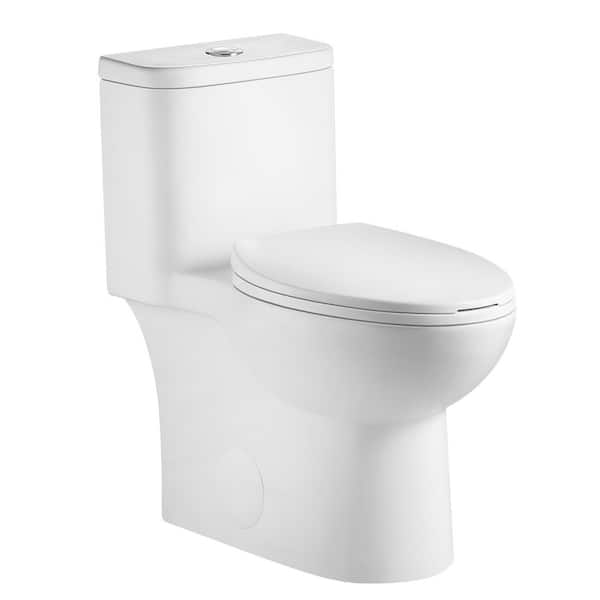 Standard Series 12 in. 1-Piece 1.1/1.6 GPF Dual Flush Elongated Toilet in Gloss White Seat Included