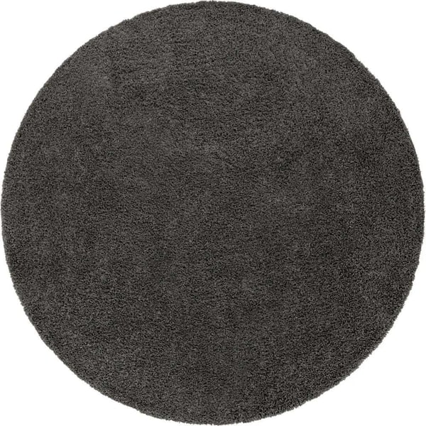 Unique Loom Solid Shag Graphite Gray 10 ft. 2 in. x 10 ft. 2 in. Area Rug