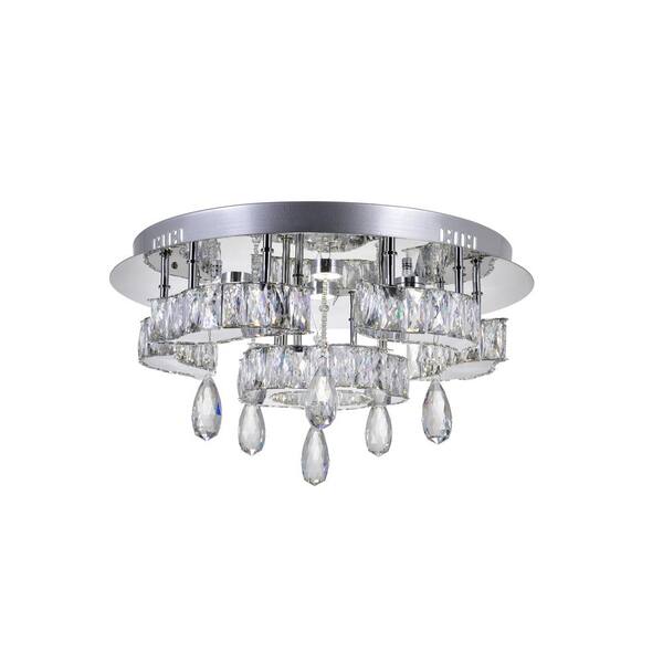 CWI Lighting Nevada 36-Watt Chrome Integrated LED Ceiling Flush Mount