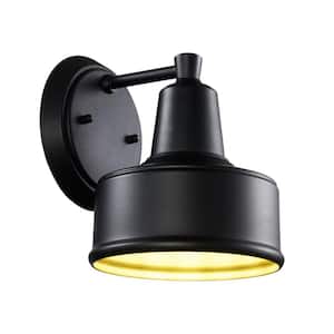 Channing 1-Light Small Black Barn Farmhouse Outdoor Wall Light Fixture with Metal Shade