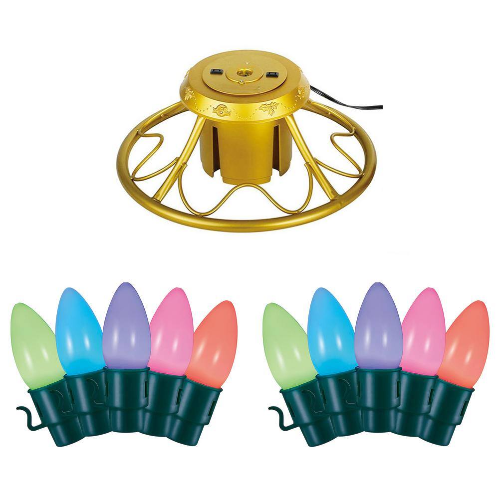 Heavy Duty Fancy Gold Metal Rotating Artificial Christmas Tree Stand 