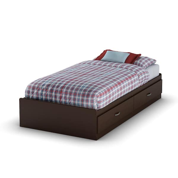 South Shore Logik 2-Drawer Twin-Size Storage Bed in Chocolate