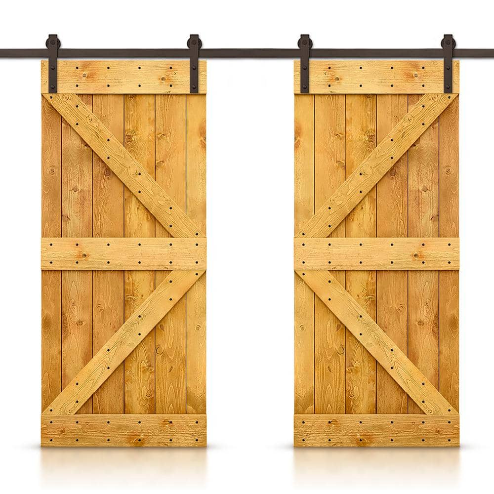 72 in. x 84 in. K Series Colonial Maple Stained DIY Solid Pine Wood Interior Double Sliding Barn Door With Hardware Kit price history on PriceWatchPro