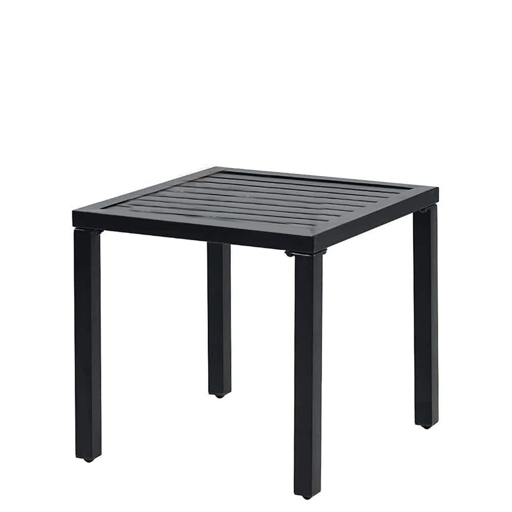 Zeus & Ruta Black Square Slat Metal Patio Outdoor Side Coffee Bistro ...