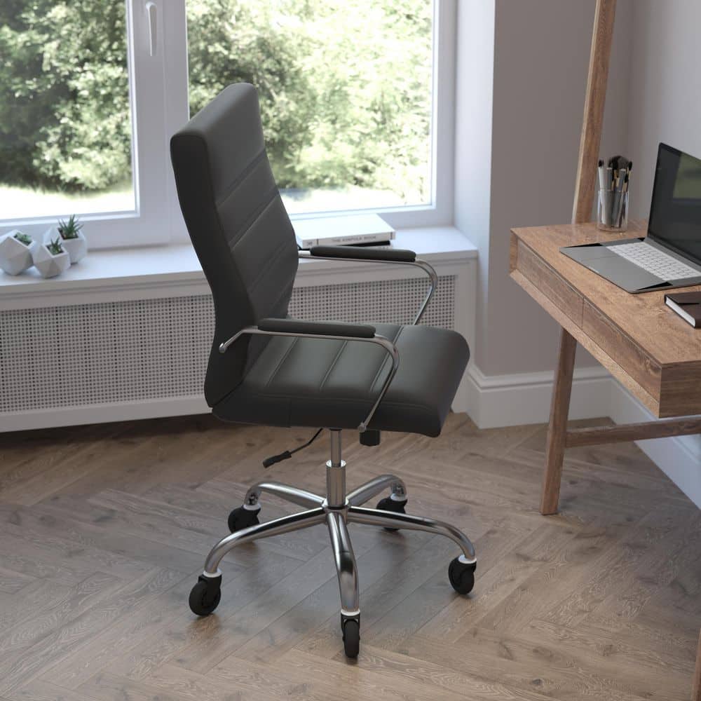 Black LeatherSoft/Chrome Frame Leather/Faux Leather Office/Desk Chair Table Top Only