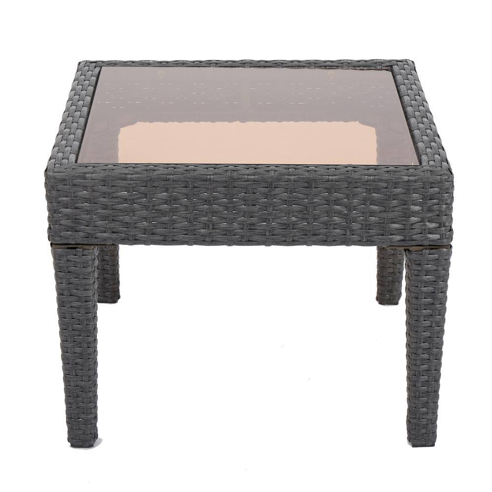 Gray Square Faux Rattan Outdoor Patio Side Accent Table for Outdoors, Garden, Lawn, Backyard price history on PriceWatchPro