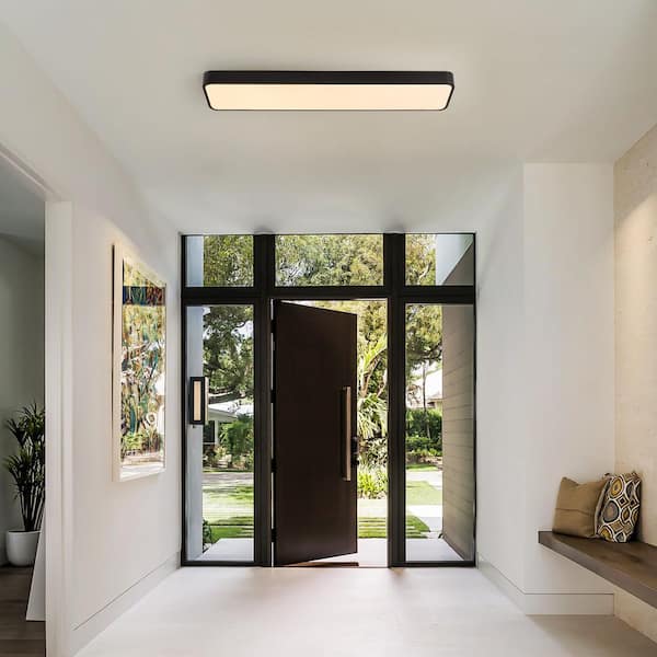 Rennnsan Jason 35.43 in. W 1-Light Modern Linear Black Acrylic LED