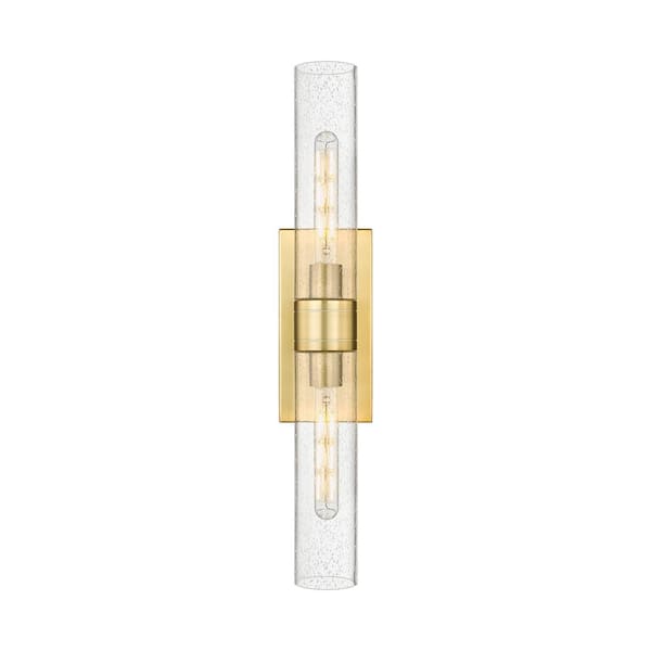 Ballston Urban 24 in. 2-Light Satin Gold Vanity Light with Glass Shade