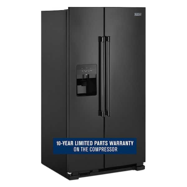 24.5 cu. ft. Side by Side Refrigerator in Black with Exterior Ice and Water Dispenser