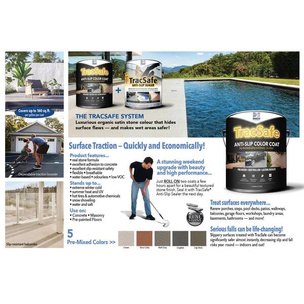 DAICH - TracSafe 3 gal. Clay Brick Matte Anti-Slip Color Coat Interior/Exterior Concrete Paint