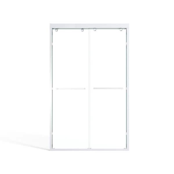 48 in. W x 75 in. H Sliding Framed Shower Door in Chrome Finish with Clear Glass