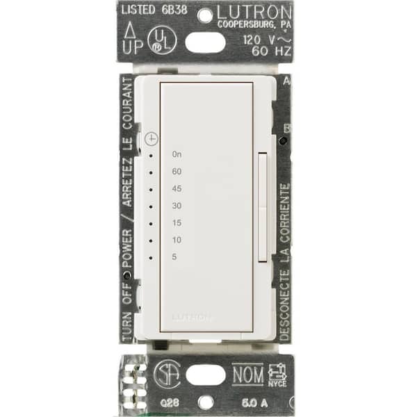 Maestro Countdown Timer Switch for Fans and Lights, 3A Fan/150W LED, Single-Pole/Multi-Location, Snow (MA-T51MN-SW)
