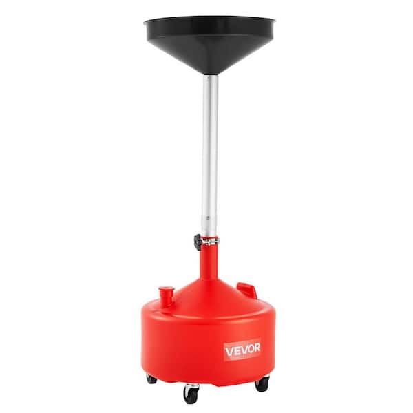 8 Gal. Waste Oil Drain Tank, Industrial Fluid Drain Tank with Adjustable Funnel Height for Auto Repair Shops, Red
