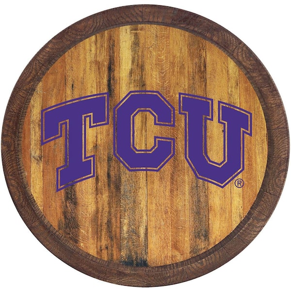 The Fan-Brand 20 in. TCU Horned Frogs "Faux" Barrel Plastic Decorative Sign