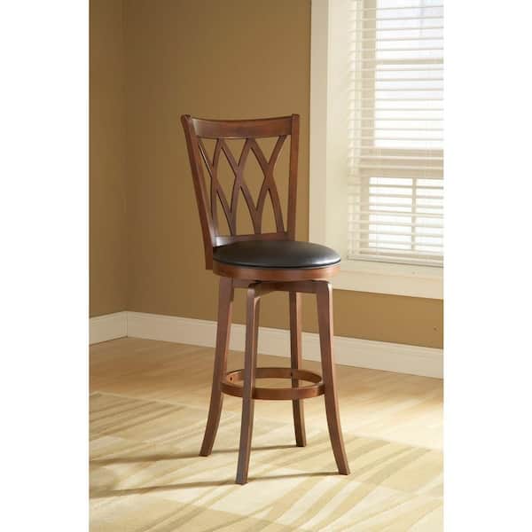 Hillsdale Furniture Mansfield 24 in. Brown Cherry Swivel Cushioned Bar Stool