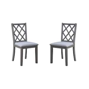 Gray Fabric Wooden Frame Dining Chair (Set of 2)