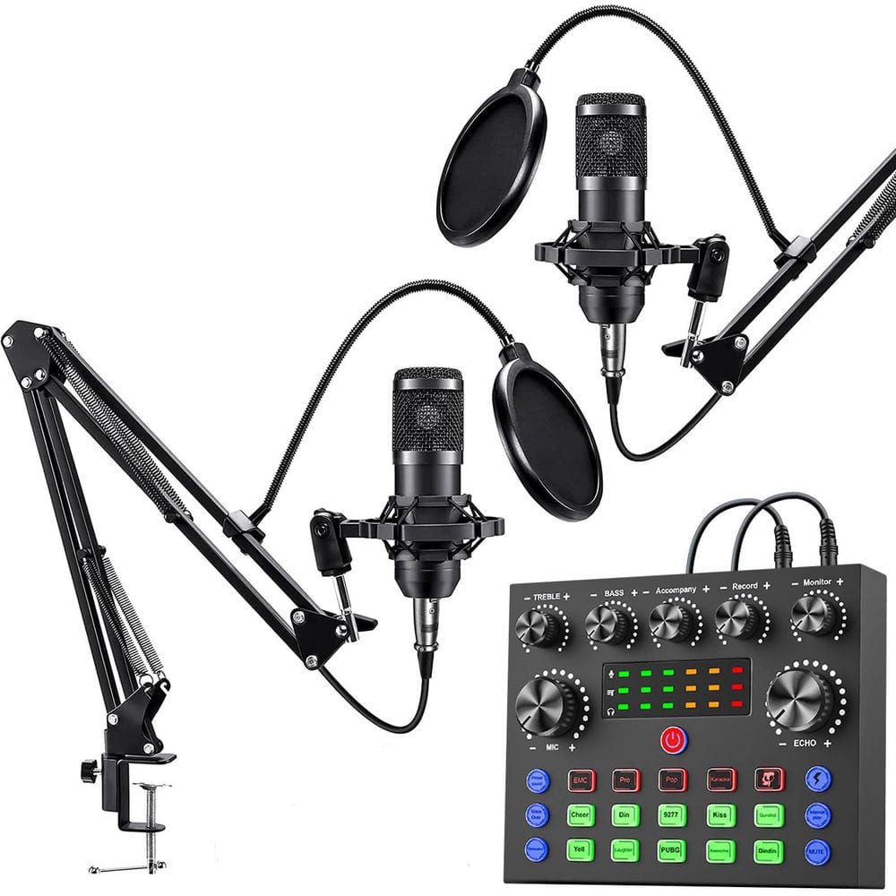 YICHUHAOXI Podcast Equipment Bundle with Sound Card and 2