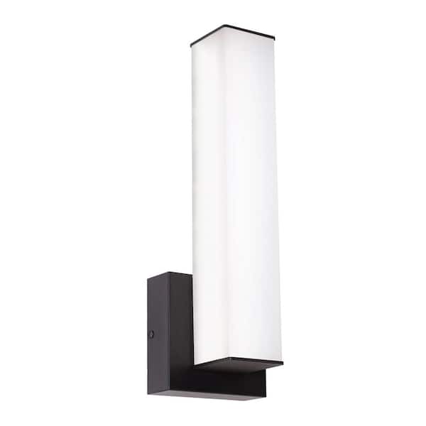 Tad 1 1-Light Black Dimmable Wall Sconce with White Acrylic Shade