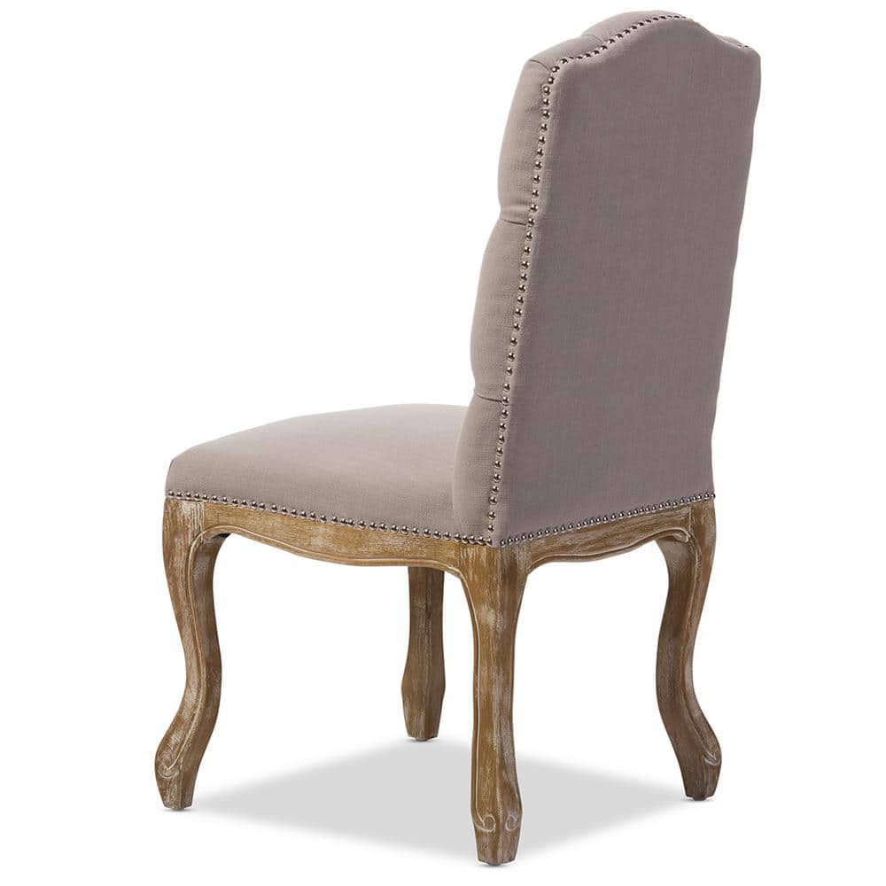 Hudson Beige Linen Upholstered Button-Tufted Parsons Side Chair