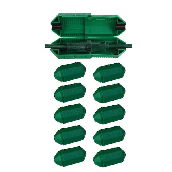 CordSafe Extension Cord Plug Protector & Safety Cover Water-Resistant Outdoor Prevent Tripping Keep Cords Connected Green 10-Pack