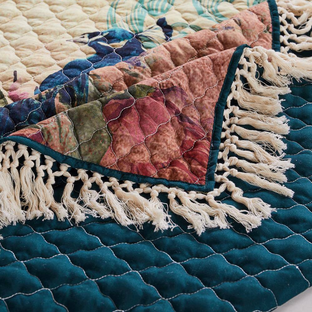 King Size Colorful Cotton Crocheted Peacock Quilt