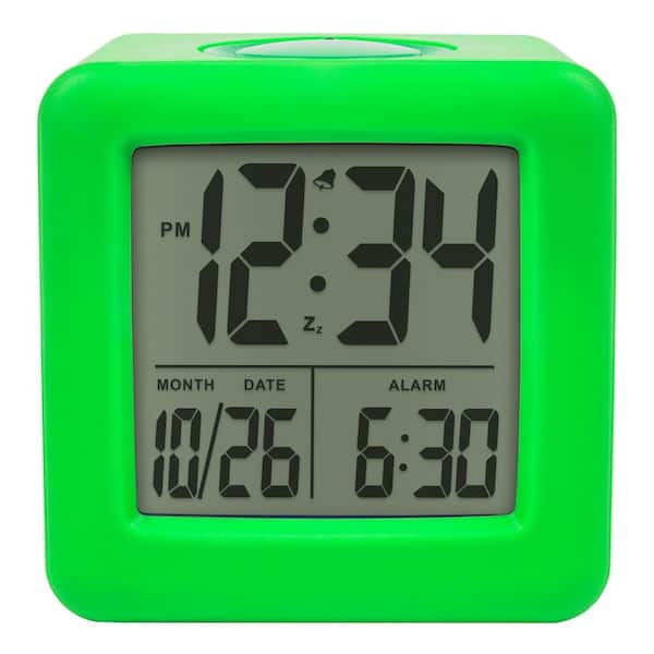 Digital Green Silicone Cube Alarm Clock with On-Demand Backlight