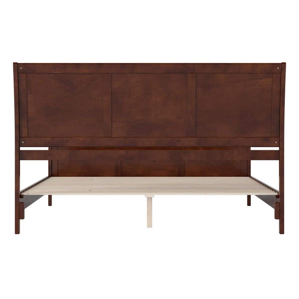 Valencia Walnut King Sleigh Platform Bed with Wood Headboard