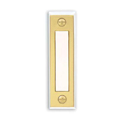 Heath Zenith Wired Brass Push Button With White Center Bar-DISCONTINUED