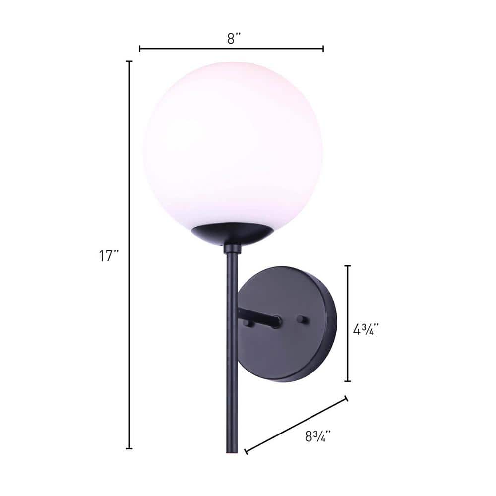 Black Matte Opal Glass Outdoor Lantern Sconce