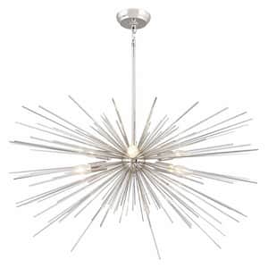 Ivan 6-Light Nickel Finish No Decorative Accents Lantern Chandelier for Living Room