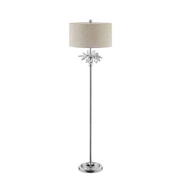 Ore International 62 25 In Ayana Starburst Crystal Silver Chrome Floor Lamp K 5158f The Home Depot Ore International 62 25 In Ayana, Silver Floor Lamp Base