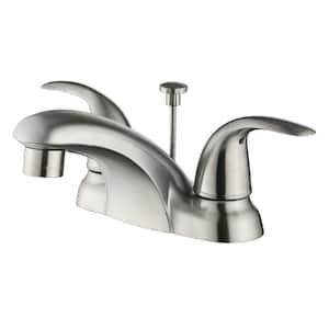 Nita Vantage 4 in. Centerset Double-Handle Bathroom Faucet Rust Resist with Drain Assembly in Brushed Nickel