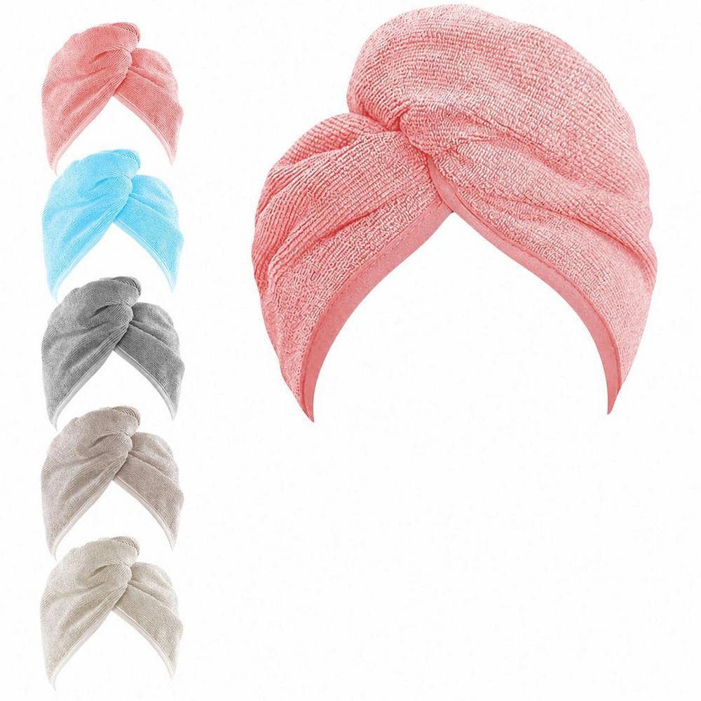 Multicolor Hair Towel Wrap 5 Pack Super Absorbent Quick Dry Microfiber Turban for All Hair Types Anti Frizz