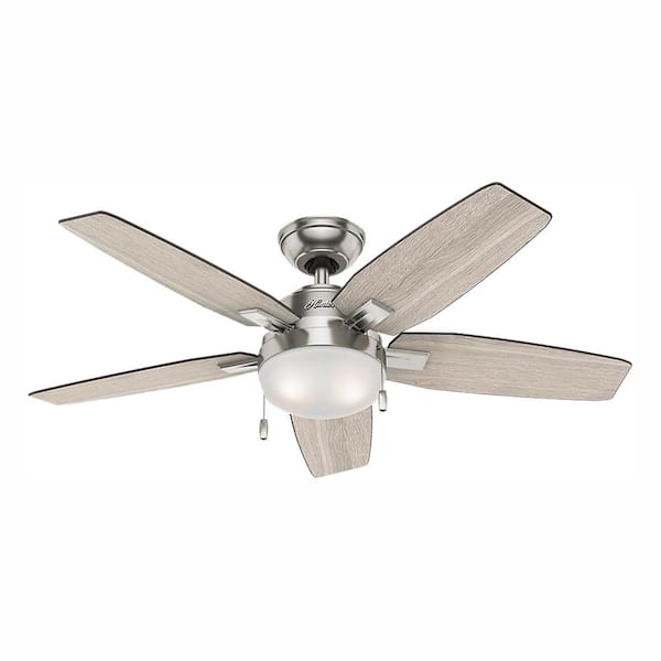Hunter Antero 46 In Led Indoor Brushed Nickel Ceiling Fan With Light 59212 The Home Depot