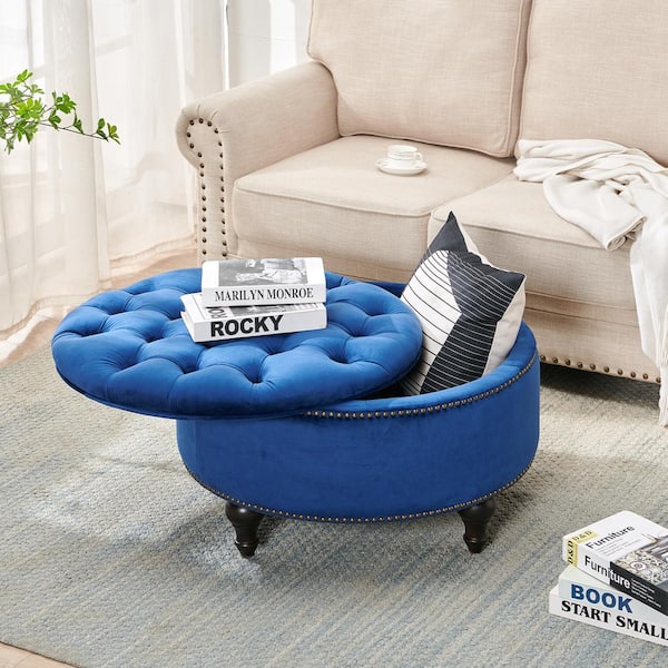 Providence Stanley Storage Ottoman, Navy Blue, Sold by at Home