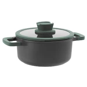 Forest 8 in., 2.9 qt. Cast Aluminum Nonstick Stockpot in Gray with Glass Lid