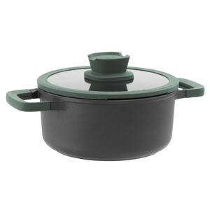 Forest 8 in., 2.9 qt. Cast Aluminum Nonstick Stockpot in Gray with Glass Lid