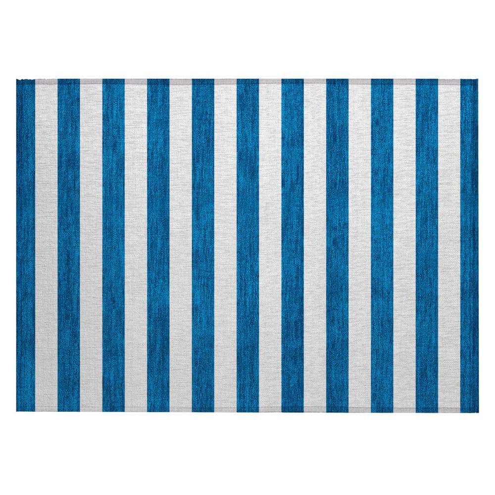 Navy Blue 2 ft. x 3 ft. Woven Striped Polyester Rectangle Indoor/Outdoor Area Rug price history on PriceWatchPro
