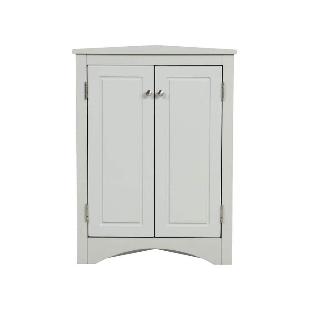 JimsMaison 17 in. W x 17 in. D x 32 in. H Gray Wood Linen With
